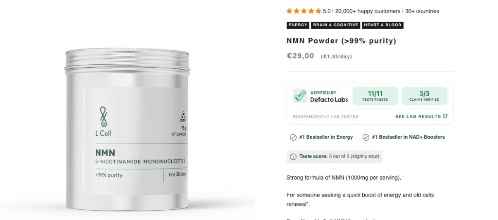 NMN Powder product and verification page