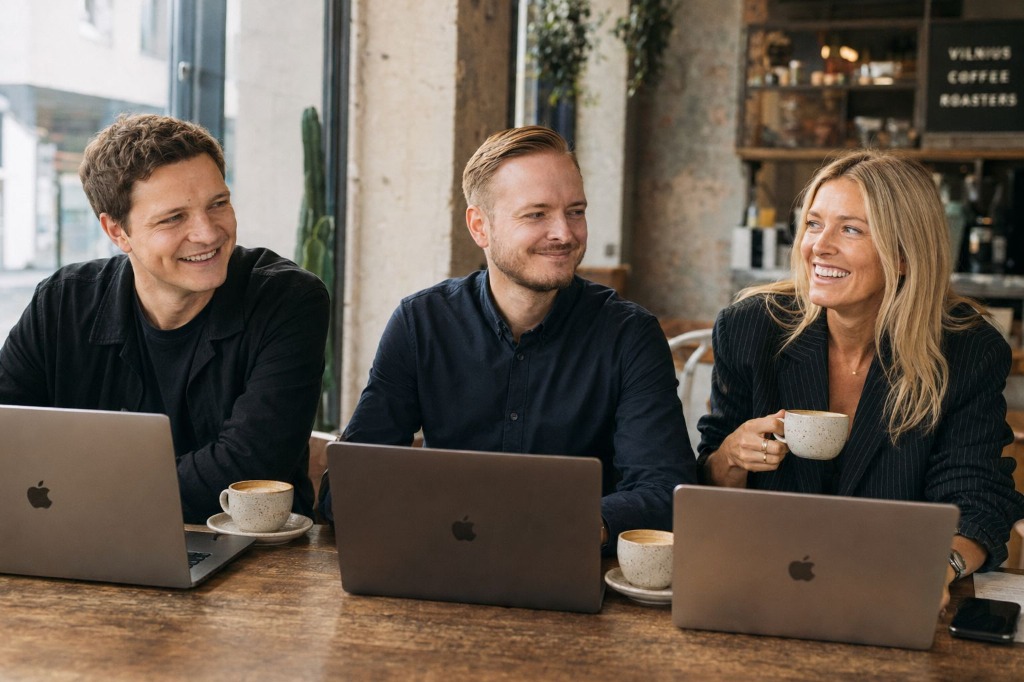 Co-founders working in a cafe